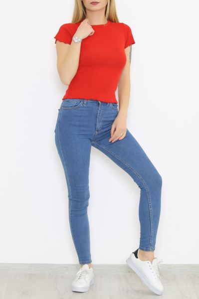 Fırfır Detaylı Bluz Kırmızı - 8702.1567.