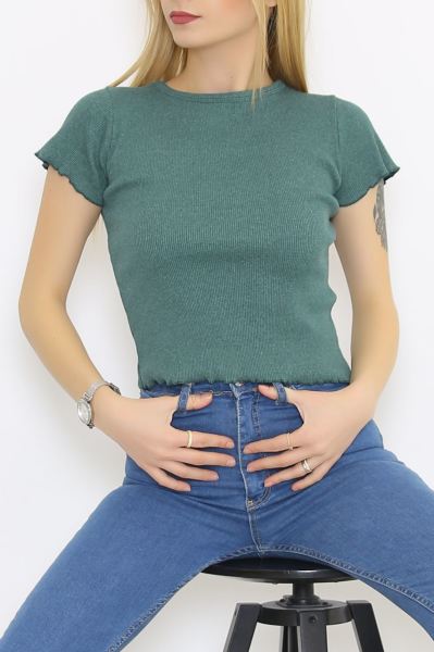 Fırfır Detaylı Bluz Yeşil - 8702.1567.