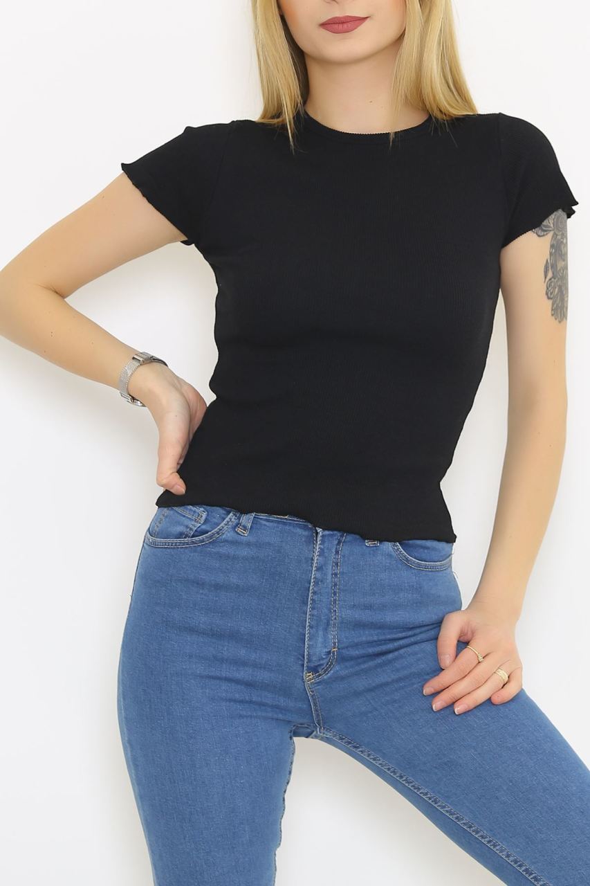 Fırfır Detaylı Bluz Siyah - 8702.1567.
