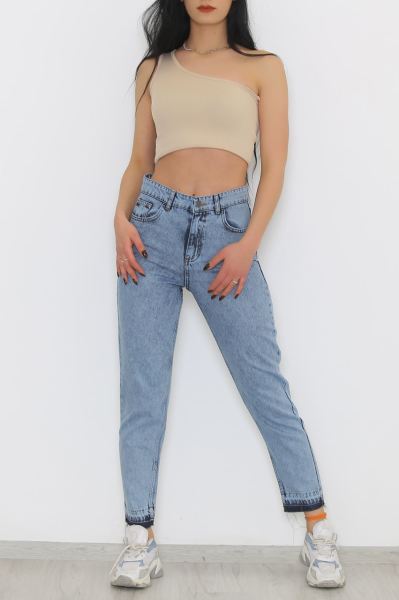 Paça Püskül Kot Pantolon Buzmavi - 8838.1361.