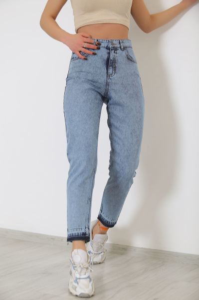Paça Püskül Kot Pantolon Buzmavi - 8838.1361.