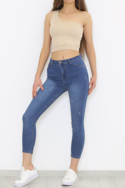 Tırnaklı Kot Pantolon Mavi - 4539.925.