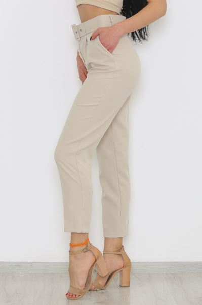 Kemerli Kumaş Pantolon Bej - 8699.1361.