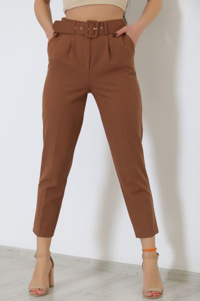 Kemerli Kumaş Pantolon Açıkkahve - 8699.1361.