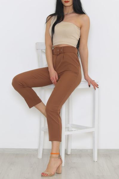 Kemerli Kumaş Pantolon Açıkkahve - 8699.1361.