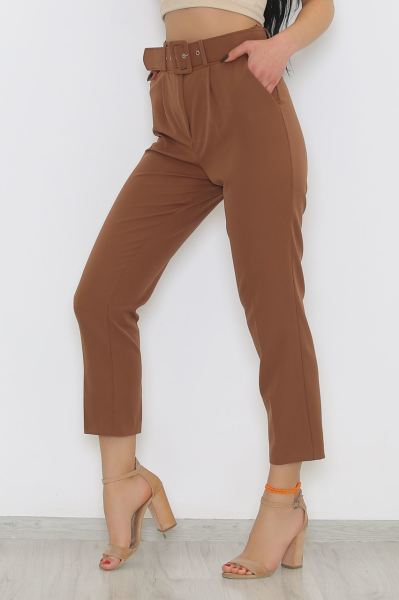 Kemerli Kumaş Pantolon Açıkkahve - 8699.1361.