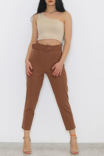 Kemerli Kumaş Pantolon Açıkkahve - 8699.1361.