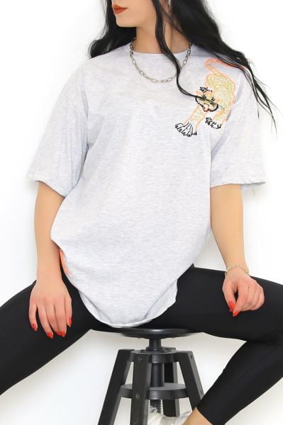 Nakışlı Tişört Gri - 2225.336.