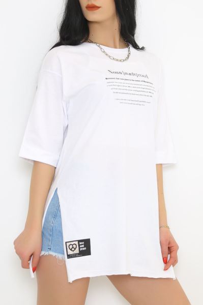 Yazı Baskılı Tişört Beyaz - 4577.196.