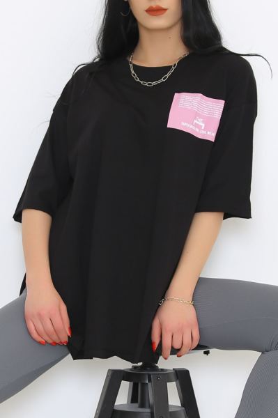 Ön Arka Baskılı Tişört Siyah - 4510.196.