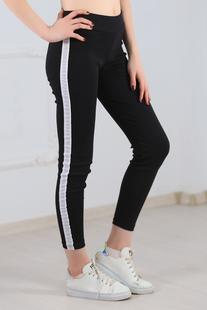 Kadın Tayt Yanı Şeritli Siyahbeyaz - 0239.432.