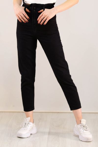 Beli Lastikli Kot Pantolon Siyah - 5092.925.