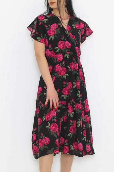 Kruvaze Yaka Elbise Siyahpembe - 8861.701.