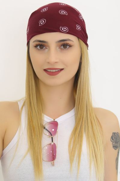 Desenli Bandana Bordo - 8863.571.