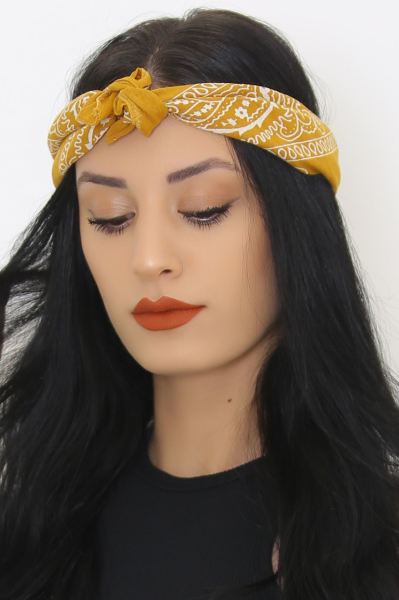 Desenli Bandana Hardal1 - 8863.571.