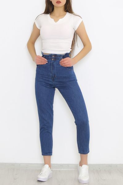 Beli Lastikli Kot Pantolon Mavi - 5092.925.