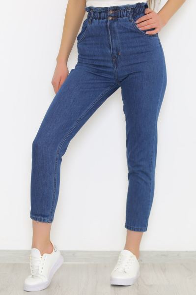 Beli Lastikli Kot Pantolon Mavi - 5092.925.