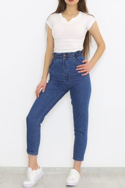 Beli Lastikli Kot Pantolon Mavi - 5092.925.
