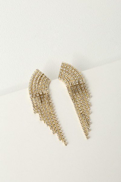 Maci Rose Gold Rhinestone Tassel Earrings