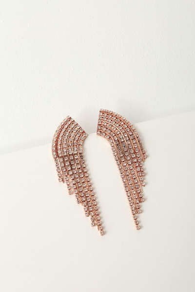 Royal Behavior Silver Rhinestone Teardrop Earrings