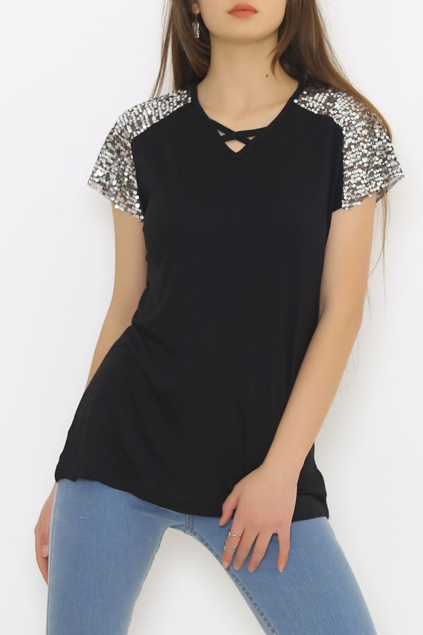 Omzu Pullu Bluz Siyah - 8877.599.