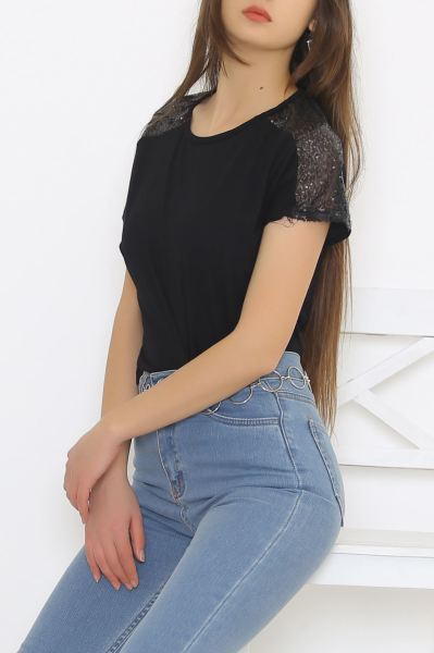 Omzu Pul Detaylı Bluz Siyah - 8879.599.