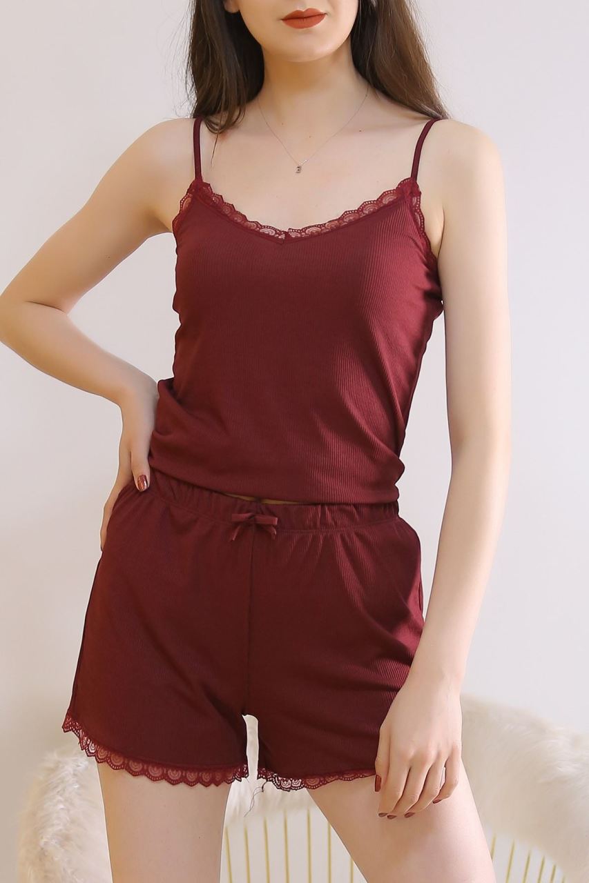 İp Askılı Şortlu Takım Bordo - 6186.729.