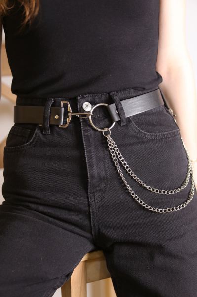 Zincir Aksesuarlı Kemer Siyah - 6781.1140.