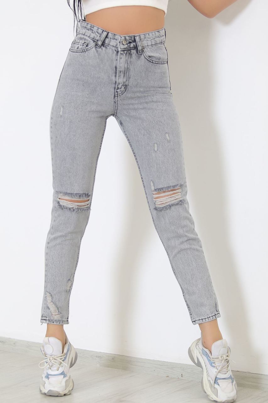 Diz Paça Lazer Mom Pantolon Açıkfüme - 8749.392.