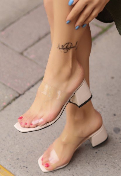 Silv Ten Cilt Topuklu Terlik