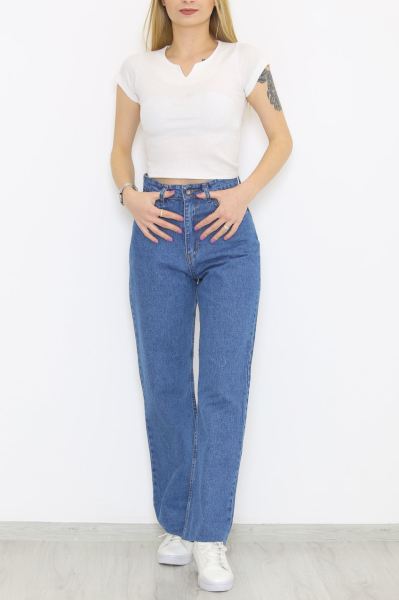 Paça Kesik Kot Pantolon Mavi - 6217.1184.