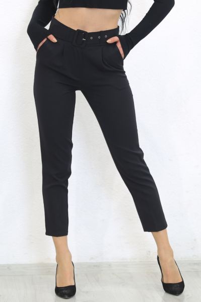 Kemerli Kumaş Pantolon Siyah - 7894.1397.