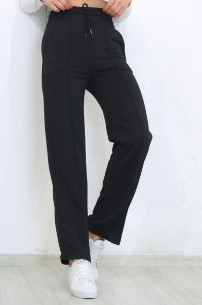 Yüksek Bel Çımalı Eşofman Altı Siyah - 7745.1348.