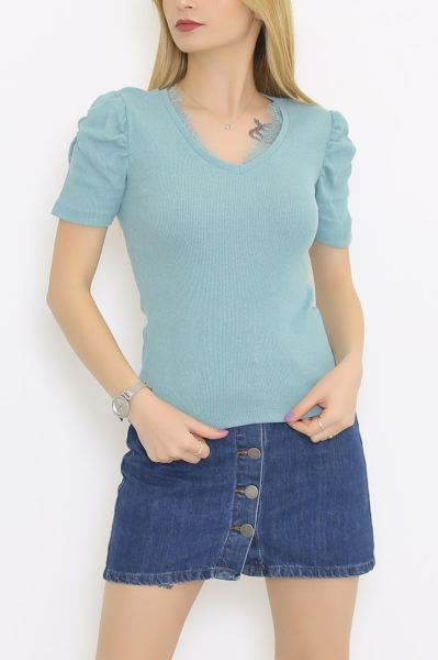Yaka Dantelli Bluz Mint - 8726.1187.