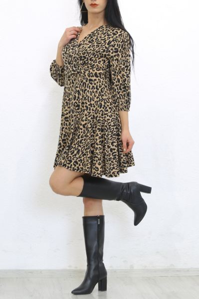 Kruvaze Yaka Elbise Leopar - 2649.994.