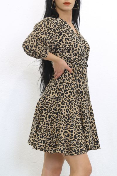 Kruvaze Yaka Elbise Leopar - 2649.994.