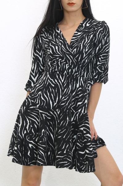 Kruvaze Yaka Elbise Zebra - 2649.994.