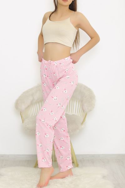 Desenli Pijama Altı Çizgilipembe - 8540.1567.