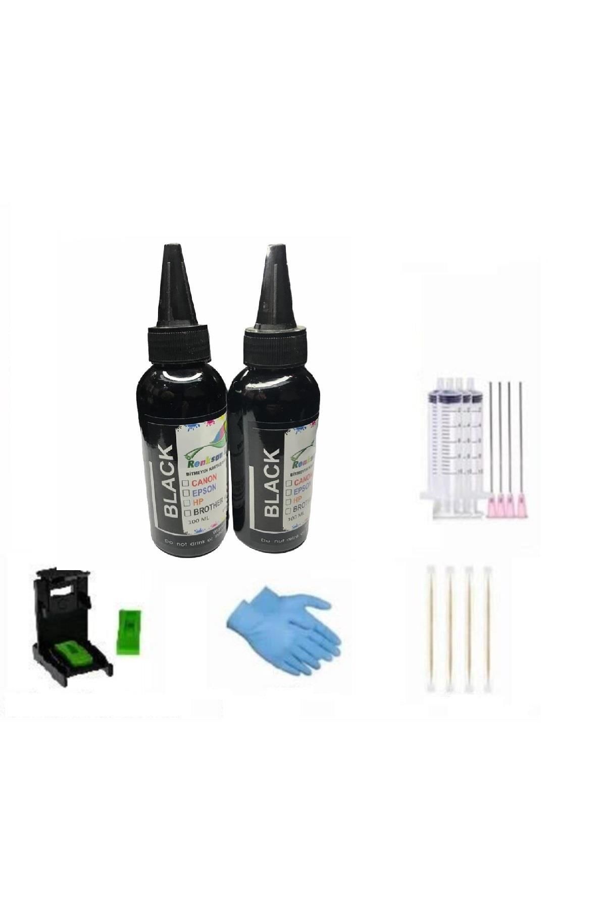 HP 2132 UYUMLU KARTUŞ DOLUM MÜREKKEP 2'Lİ SİYAH PAKET RENKSAN