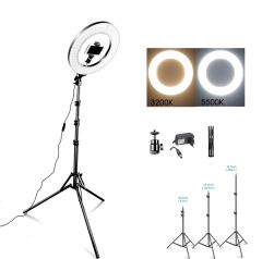 Renksan 14 Inç Video Oda Çekimleri Için Ring Light Sürekli Beyaz Led Işık + 2m Stand Ayak Halka14