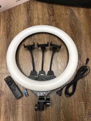 RENKSAN ZB-F348 18 inç halka ışık LED Video ışığı makyaj lambası Tripod standı ve üç mobil kelepçe ile