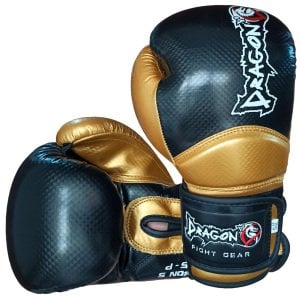 Dragon Carbon 5 Muay Thai Boks ve Kick-boks Eldiveni Siyah Altın