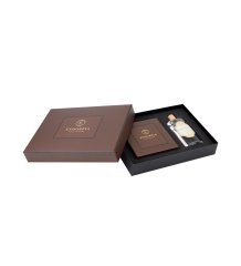 Double Premium Fıstıklı Kalp Çikolata & Kolonya Gold-Kahverengi