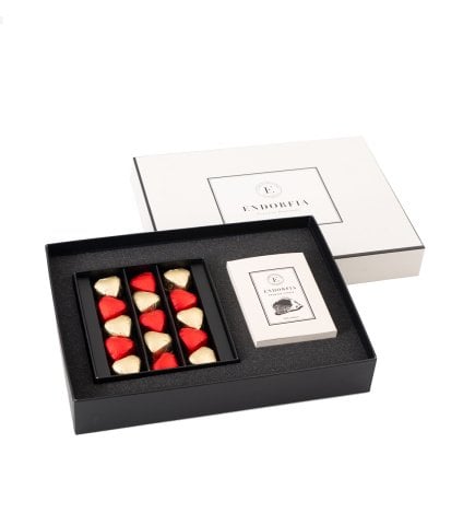 Twin Premium Fıstıklı Kalp Kurumsal Çikolata & Kahve Kırmızı-Gold-Beyaz