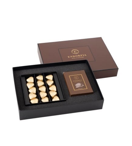 Twin Premium Fıstıklı Kalp Çikolata & Kahve Gold-Kahverengi