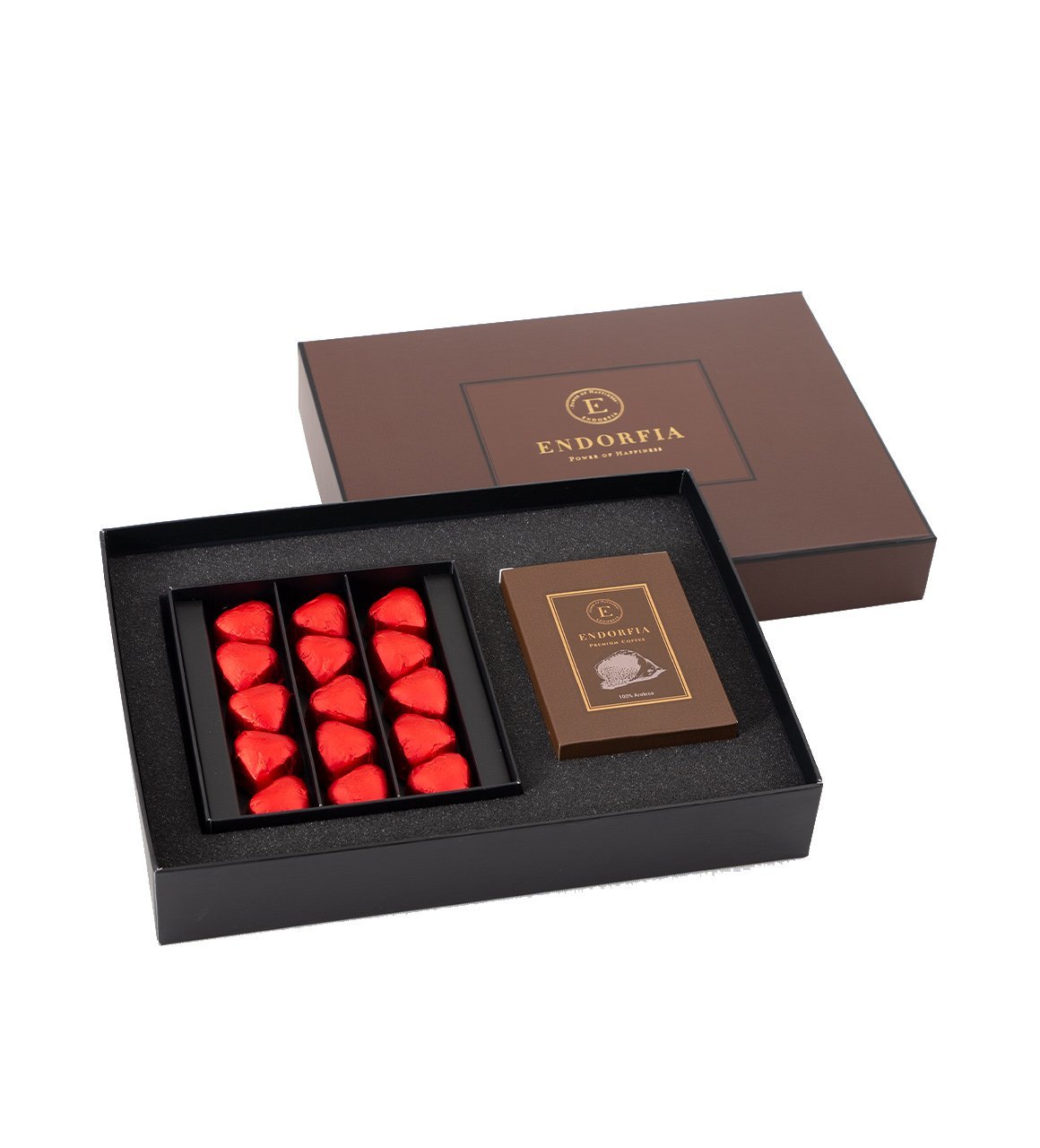 Twin Premium Fıstıklı Kalp Çikolata & Kahve Kırmızı-Kahverengi