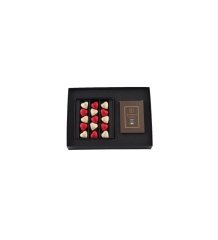 Twin Premium Fıstıklı Kalp Çikolata & Kahve Kırmızı-Gold-Kahverengi