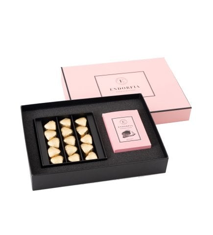 Twin Premium Fıstıklı Kalp Çikolata & Kahve Gold-Pembe