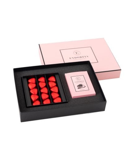 Twin Premium Fıstıklı Kalp Çikolata & Kahve Kırmızı-Pembe