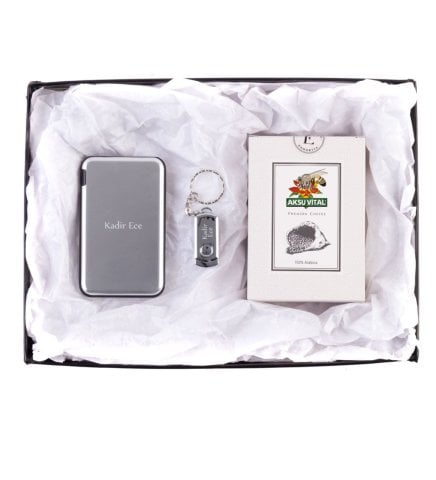 Kişiye Özel Powerbank - Metal Anahtarlıklı USB Gümüş Premium Kahve - Teknolojik Hediyeler